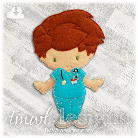 Nurse Scrubs Felt Paper Doll Outfit