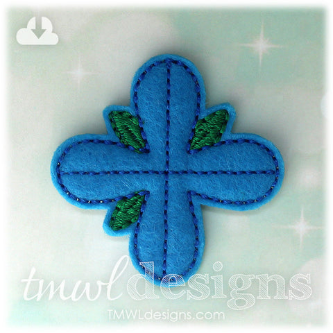 4 Petal Blue Troll Hair Flower Feltie