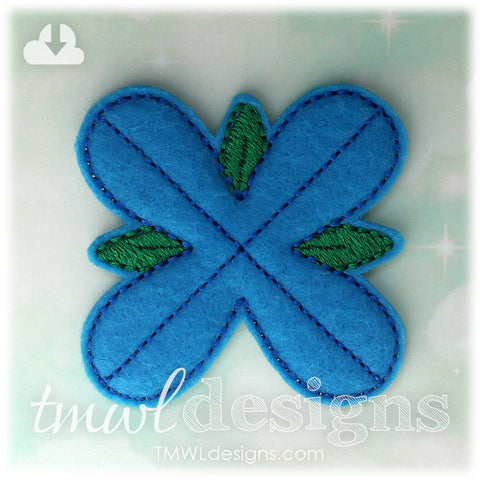 4 Petal Blue Troll Hair Flower OS Feltie