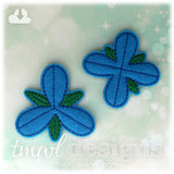 4 Petal Blue Troll Hair Flower Feltie