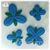 4 Petal Blue Troll Hair Flower Feltie