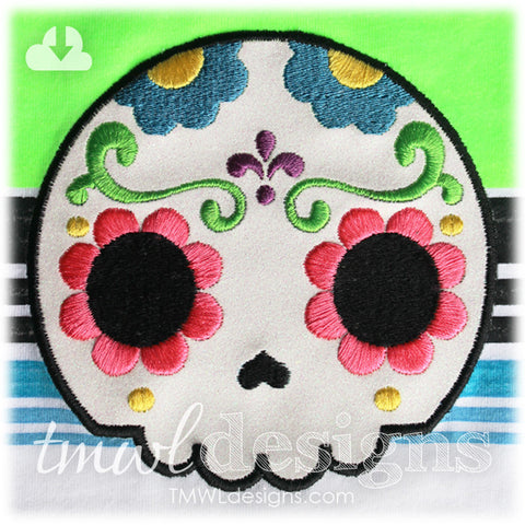 Sugar Skull Fleur De Lis Appliqué