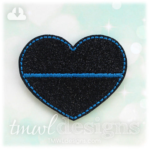 Thin Blue Line Heart Feltie