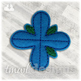 4 Petal Blue Troll Hair Flower Feltie