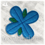 4 Petal Blue Troll Hair Flower OS Feltie