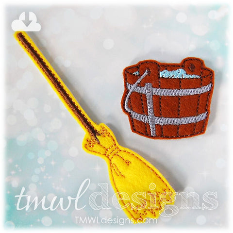Broom & Bucket Cleaning Felt Paper Doll Accessories