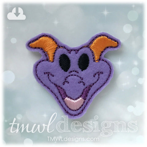Purple Imagination Dragon Head Feltie