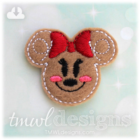Mrs Gingerbread Cookie Mouse Head Feltie