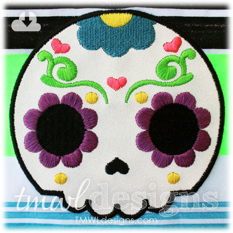 Sugar Skull Hearts Appliqué